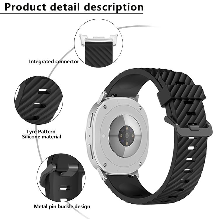For Samsung Galaxy Watch8 / Watch8 Classic Black Buckle Spruce Silicone Watch Band(Space Gray) - Watch Bands by buy2fix | Online Shopping UK | buy2fix