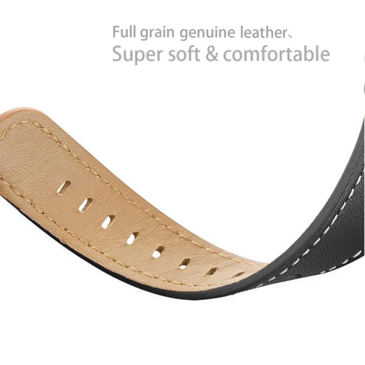 For Samsung Galaxy Watch8 / Watch8 Classic Round Tail Square Buckle Leather Watch Band(Black) - Watch Bands by buy2fix | Online Shopping UK | buy2fix