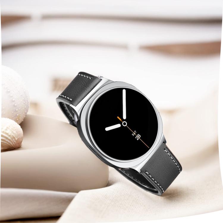 For Samsung Galaxy Watch8 / Watch8 Classic Round Tail Square Buckle Leather Watch Band(Black) - Watch Bands by buy2fix | Online Shopping UK | buy2fix