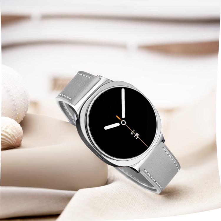 For Samsung Galaxy Watch8 / Watch8 Classic Round Tail Square Buckle Leather Watch Band(Gray) - Watch Bands by buy2fix | Online Shopping UK | buy2fix