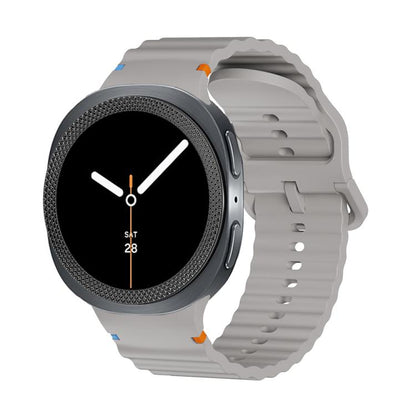 For Samsung Galaxy Watch8 40mm Rhombic Texture Bezel and Wavy Grain Stitched Color Buckle Silicone Watch Band(Gray Black) - Watch Bands by buy2fix | Online Shopping UK | buy2fix
