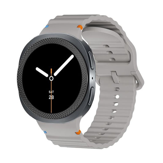 For Samsung Galaxy Watch8 40mm Rhombic Texture Bezel and Wavy Grain Stitched Color Buckle Silicone Watch Band(Gray Black) - Watch Bands by buy2fix | Online Shopping UK | buy2fix
