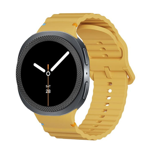 For Samsung Galaxy Watch8 40mm Rhombic Texture Bezel and Wavy Grain Stitched Color Buckle Silicone Watch Band(Yellow Black) - Watch Bands by buy2fix | Online Shopping UK | buy2fix