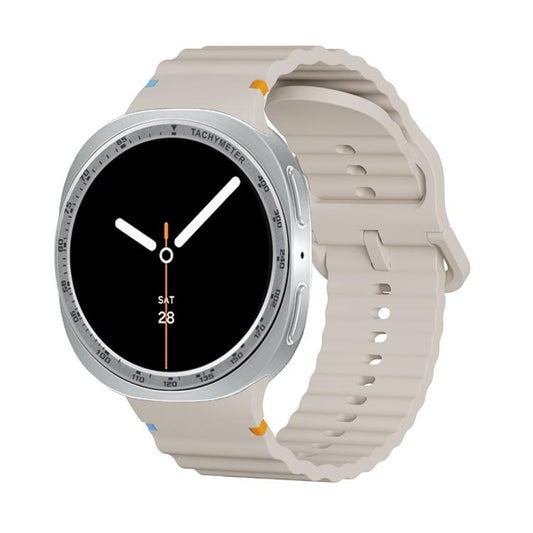 For Samsung Galaxy Watch8 44mm Speed Bezel and Wavy Grain Stitched Color Buckle Silicone Watch Band(Starlight Silver) - Watch Bands by buy2fix | Online Shopping UK | buy2fix