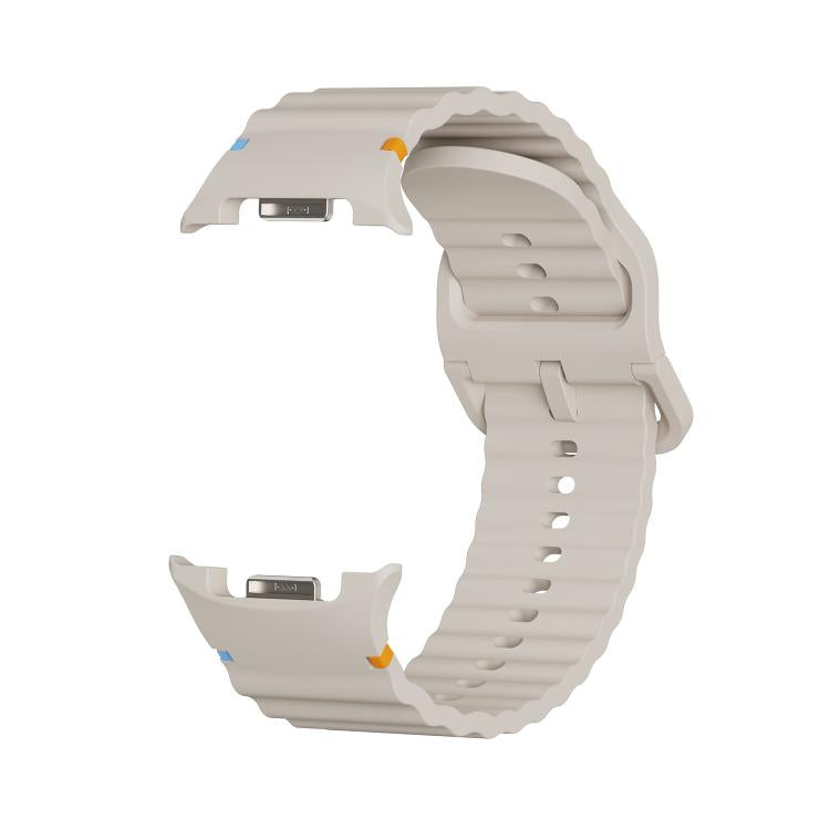 For Samsung Galaxy Watch8 44mm Speed Bezel and Wavy Grain Stitched Color Buckle Silicone Watch Band(Starlight Silver) - Watch Bands by buy2fix | Online Shopping UK | buy2fix