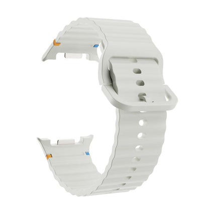For Samsung Galaxy Watch8 44mm Speed Bezel and Wavy Grain Stitched Color Buckle Silicone Watch Band(Starlight Silver) - Watch Bands by buy2fix | Online Shopping UK | buy2fix