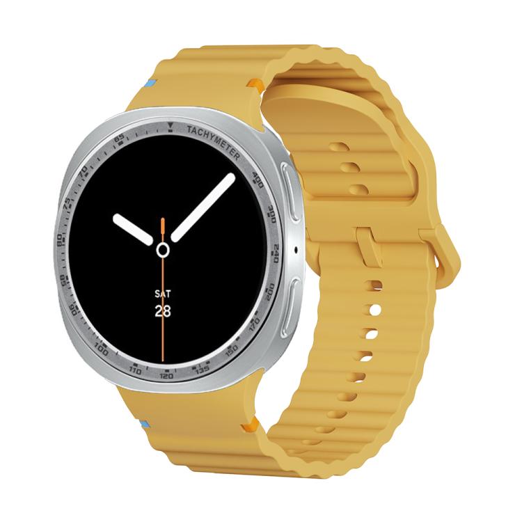 For Samsung Galaxy Watch8 44mm Speed Bezel and Wavy Grain Stitched Color Buckle Silicone Watch Band(Yellow Silver) - Watch Bands by buy2fix | Online Shopping UK | buy2fix