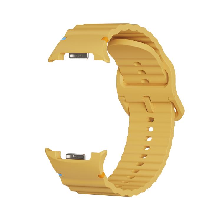 For Samsung Galaxy Watch8 44mm Speed Bezel and Wavy Grain Stitched Color Buckle Silicone Watch Band(Yellow Silver) - Watch Bands by buy2fix | Online Shopping UK | buy2fix