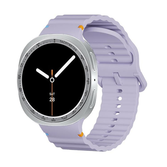 For Samsung Galaxy Watch8 44mm Speed Bezel and Wavy Grain Stitched Color Buckle Silicone Watch Band(Purple Silver) - Watch Bands by buy2fix | Online Shopping UK | buy2fix