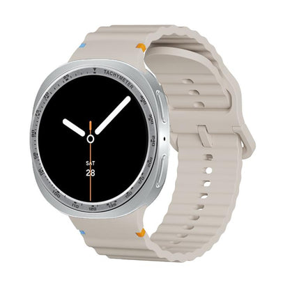 For Samsung Galaxy Watch8 40mm Speed Bezel and Wavy Grain Stitched Color Buckle Silicone Watch Band(Starlight Silver) - Watch Bands by buy2fix | Online Shopping UK | buy2fix