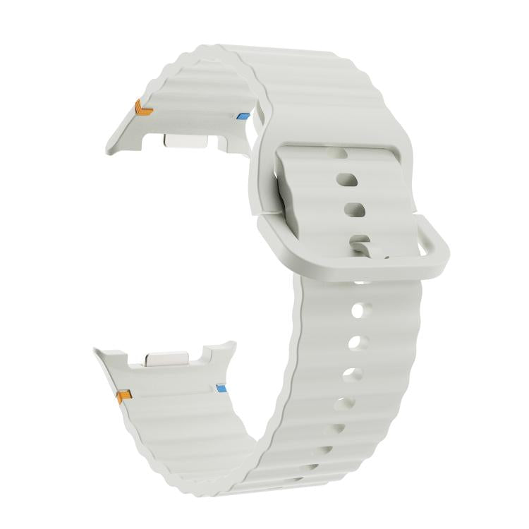 For Samsung Galaxy Watch8 40mm Speed Bezel and Wavy Grain Stitched Color Buckle Silicone Watch Band(Starlight Silver) - Watch Bands by buy2fix | Online Shopping UK | buy2fix