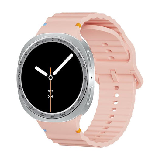 For Samsung Galaxy Watch8 40mm Speed Bezel and Wavy Grain Stitched Color Buckle Silicone Watch Band(Pink Silver) - Watch Bands by buy2fix | Online Shopping UK | buy2fix