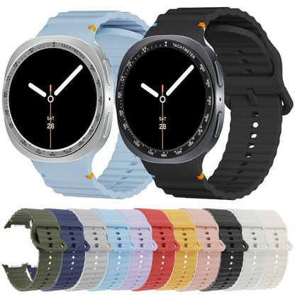 For Samsung Galaxy Watch8 44mm Speed Bezel and Wavy Grain Stitched Color Buckle Silicone Watch Band(Yellow Silver) - Watch Bands by buy2fix | Online Shopping UK | buy2fix