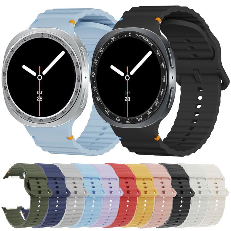 For Samsung Galaxy Watch8 40mm Speed Bezel and Wavy Grain Stitched Color Buckle Silicone Watch Band(Pink Silver) - Watch Bands by buy2fix | Online Shopping UK | buy2fix