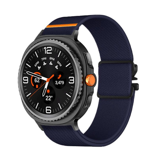 For Samsung Galaxy Watch8 / Watch8 Classic Parachute Buckle Stretch Nylon Watch Band(Dark Blue) - Watch Bands by buy2fix | Online Shopping UK | buy2fix
