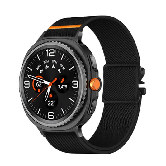 For Samsung Galaxy Watch8 / Watch8 Classic Parachute Buckle Stretch Nylon Watch Band(Black) - Watch Bands by buy2fix | Online Shopping UK | buy2fix