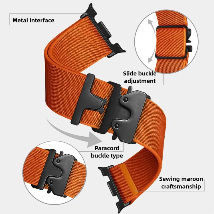 For Samsung Galaxy Watch8 / Watch8 Classic Parachute Buckle Stretch Nylon Watch Band(Orange) - Watch Bands by buy2fix | Online Shopping UK | buy2fix