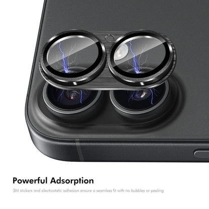 For iPhone 17 ENKAY Anti-reflection Camera Lens Brushed Aluminium Alloy Tempered Glass Film(Black) - iPhone 17 Tempered Glass by ENKAY | Online Shopping UK | buy2fix