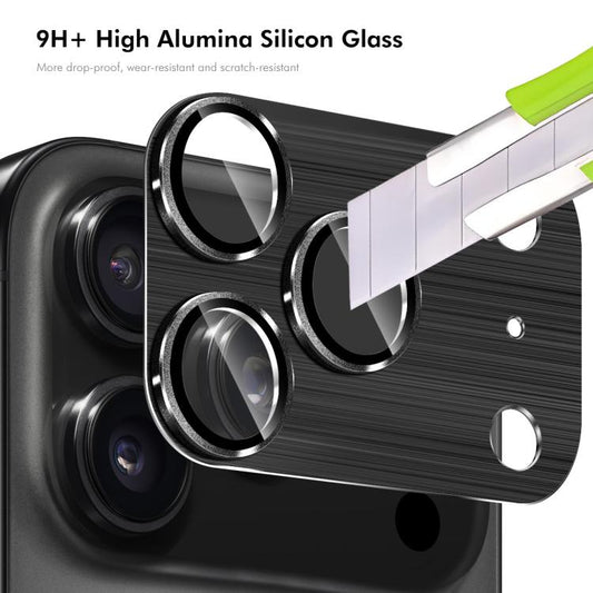 For iPhone 17 Pro ENKAY Anti-reflection Camera Lens Brushed Aluminium Alloy Tempered Glass Film(Black) - iPhone 17 Pro Tempered Glass by ENKAY | Online Shopping UK | buy2fix