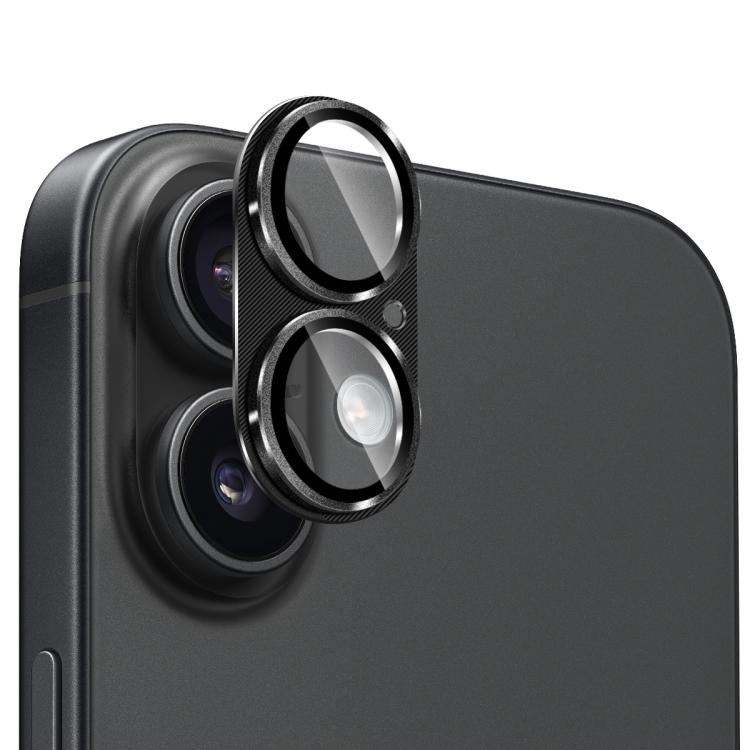 For iPhone 17 ENKAY CD Texture Aluminium Alloy Tempered Glass Lens Cover Film(Black) - iPhone 17 Tempered Glass by ENKAY | Online Shopping UK | buy2fix