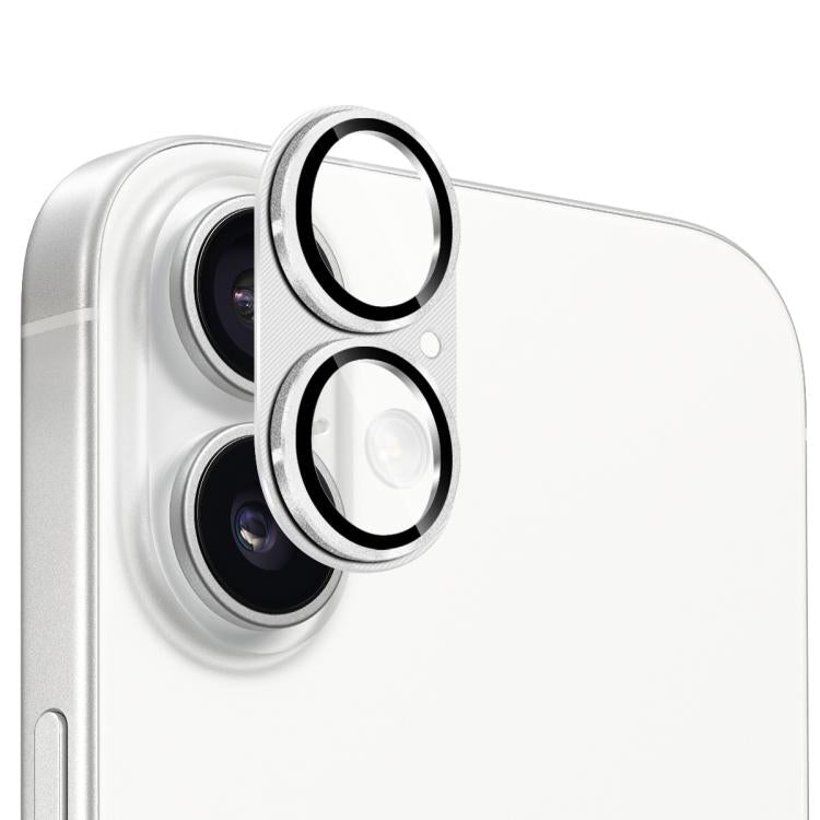 For iPhone 17 ENKAY CD Texture Aluminium Alloy Tempered Glass Lens Cover Film(Silver) - iPhone 17 Tempered Glass by ENKAY | Online Shopping UK | buy2fix