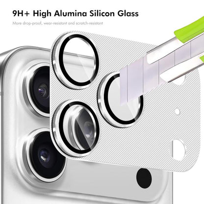 For iPhone 17 Pro ENKAY CD Texture Aluminium Alloy Tempered Glass Lens Cover Film(Silver) - iPhone 17 Pro Tempered Glass by ENKAY | Online Shopping UK | buy2fix