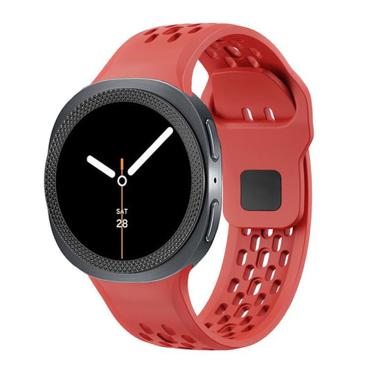 For Samsung Galaxy Watch8 44mm Rhombic Texture Bezel and Black Reverse Buckle Silicone Watch Band(Red Black) - Watch Bands by buy2fix | Online Shopping UK | buy2fix