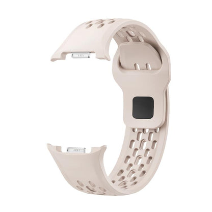 For Samsung Galaxy Watch8 40mm Rhombic Texture Bezel and Black Reverse Buckle Silicone Watch Band(Starlight Silver) - Watch Bands by buy2fix | Online Shopping UK | buy2fix