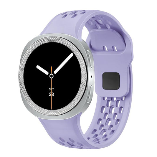 For Samsung Galaxy Watch8 40mm Rhombic Texture Bezel and Black Reverse Buckle Silicone Watch Band(Purple Silver) - Watch Bands by buy2fix | Online Shopping UK | buy2fix