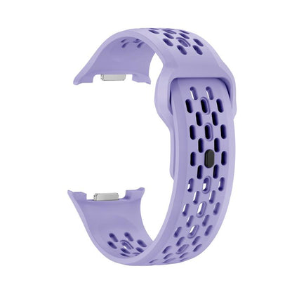 For Samsung Galaxy Watch8 40mm Rhombic Texture Bezel and Black Reverse Buckle Silicone Watch Band(Purple Silver) - Watch Bands by buy2fix | Online Shopping UK | buy2fix
