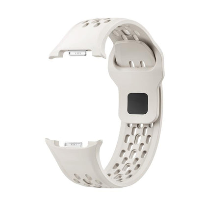For Samsung Galaxy Watch8 40mm Rhombic Texture Bezel and Black Reverse Buckle Silicone Watch Band(Beige Black) - Watch Bands by buy2fix | Online Shopping UK | buy2fix