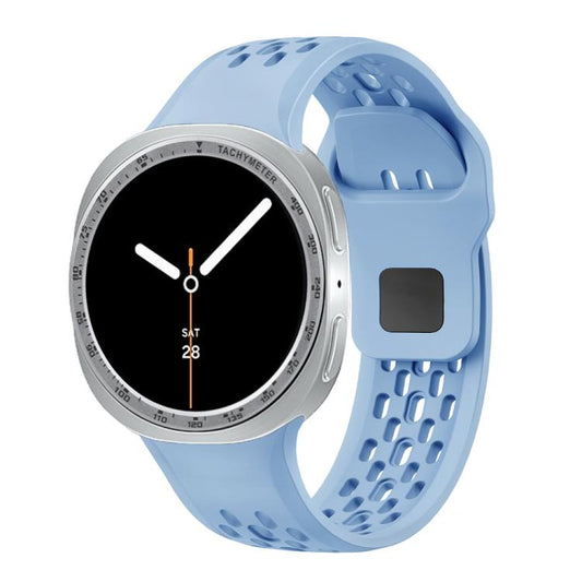 For Samsung Galaxy Watch8 44mm Speed Bezel and Black Reverse Buckle Silicone Watch Band(Light Blue Silver) - Watch Bands by buy2fix | Online Shopping UK | buy2fix