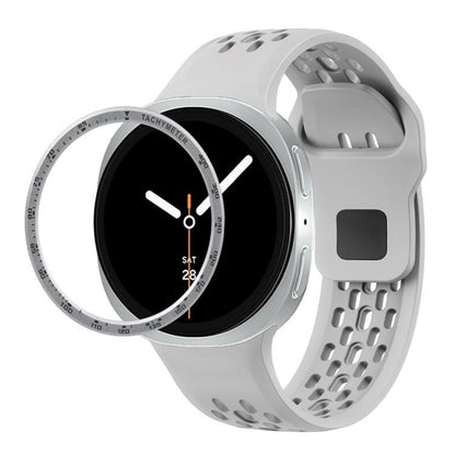 For Samsung Galaxy Watch8 44mm Speed Bezel and Black Reverse Buckle Silicone Watch Band(Gray Silver) - Watch Bands by buy2fix | Online Shopping UK | buy2fix