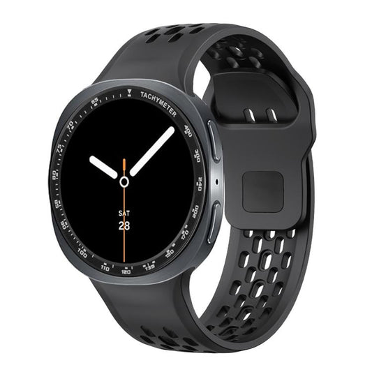 For Samsung Galaxy Watch8 44mm Speed Bezel and Black Reverse Buckle Silicone Watch Band(Black Black) - Watch Bands by buy2fix | Online Shopping UK | buy2fix