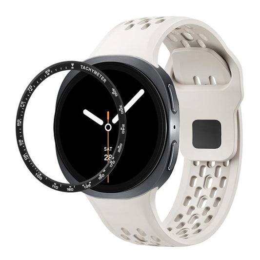For Samsung Galaxy Watch8 44mm Speed Bezel and Black Reverse Buckle Silicone Watch Band(Beige Black) - Watch Bands by buy2fix | Online Shopping UK | buy2fix