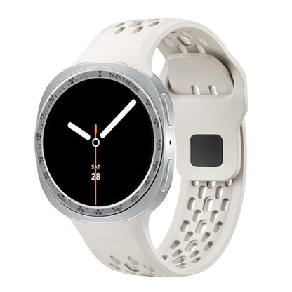 For Samsung Galaxy Watch8 40mm Speed Bezel and Black Reverse Buckle Silicone Watch Band(Beige Silver) - Watch Bands by buy2fix | Online Shopping UK | buy2fix
