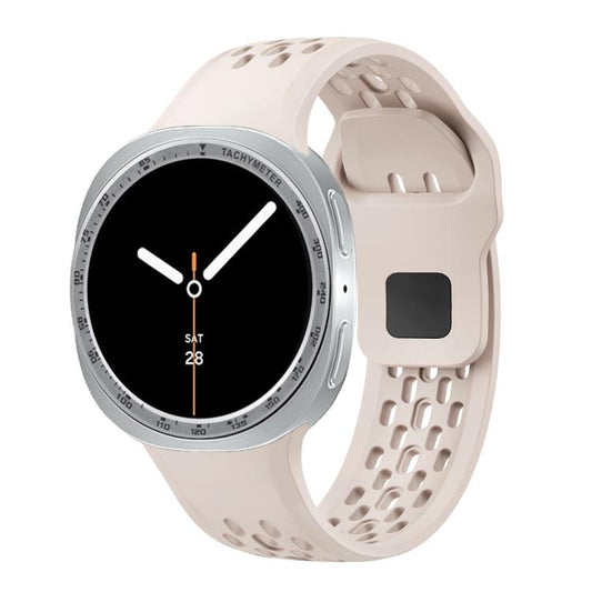 For Samsung Galaxy Watch8 40mm Speed Bezel and Black Reverse Buckle Silicone Watch Band(Starlight Silver) - Watch Bands by buy2fix | Online Shopping UK | buy2fix