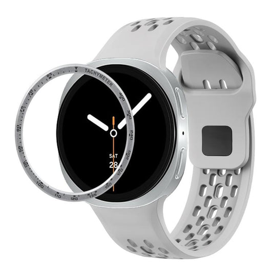 For Samsung Galaxy Watch8 40mm Speed Bezel and Black Reverse Buckle Silicone Watch Band(Gray Silver) - Watch Bands by buy2fix | Online Shopping UK | buy2fix