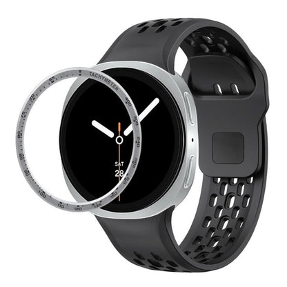 For Samsung Galaxy Watch8 40mm Speed Bezel and Black Reverse Buckle Silicone Watch Band(Black Silver) - Watch Bands by buy2fix | Online Shopping UK | buy2fix