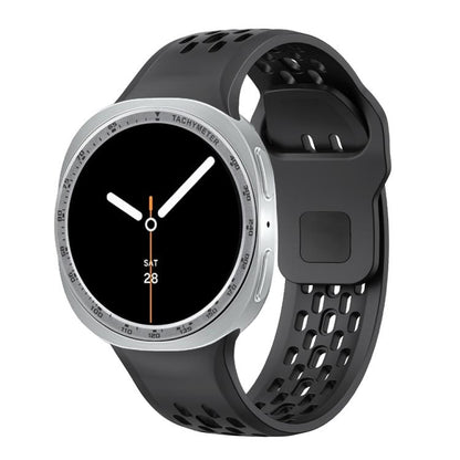 For Samsung Galaxy Watch8 40mm Speed Bezel and Black Reverse Buckle Silicone Watch Band(Black Silver) - Watch Bands by buy2fix | Online Shopping UK | buy2fix