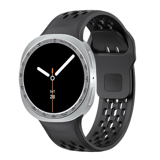 For Samsung Galaxy Watch8 40mm Speed Bezel and Black Reverse Buckle Silicone Watch Band(Black Silver) - Watch Bands by buy2fix | Online Shopping UK | buy2fix