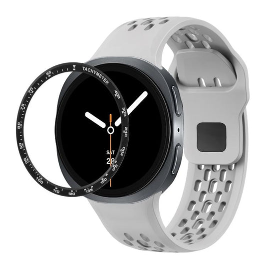 For Samsung Galaxy Watch8 40mm Speed Bezel and Black Reverse Buckle Silicone Watch Band(Gray Black) - Watch Bands by buy2fix | Online Shopping UK | buy2fix