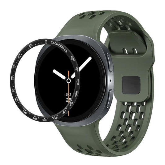 For Samsung Galaxy Watch8 40mm Speed Bezel and Black Reverse Buckle Silicone Watch Band(Army Green Black) - Watch Bands by buy2fix | Online Shopping UK | buy2fix