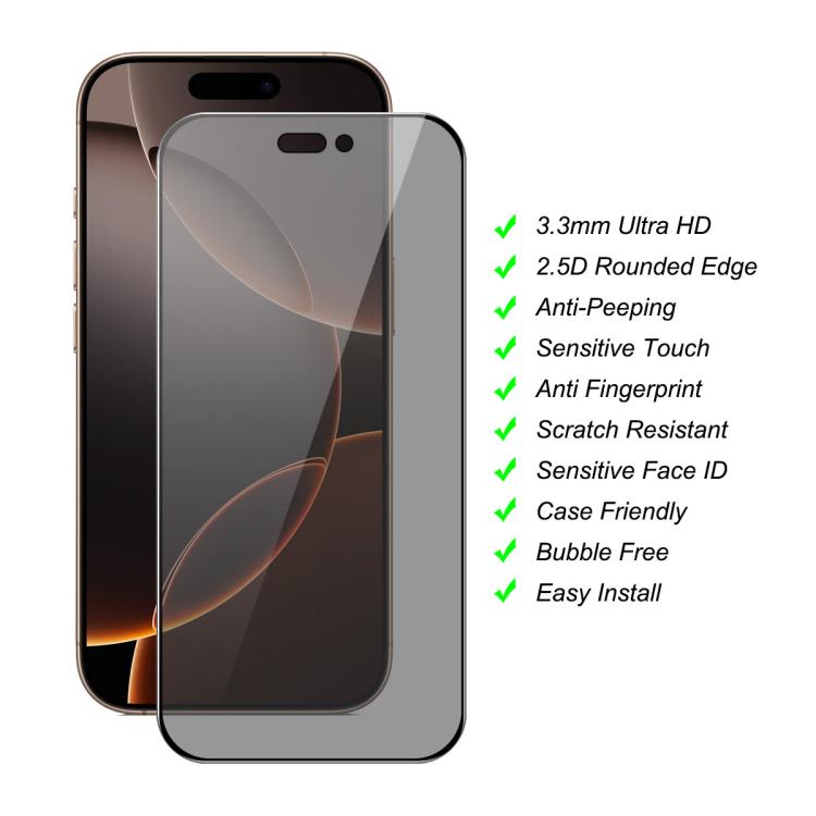 For iPhone 16 Pro Max JUNSUNMAY 25pcs Silk Print Full Coverage Privacy Tempered Glass Film - iPhone 16 Pro Max Tempered Glass by JUNSUNMAY | Online Shopping UK | buy2fix