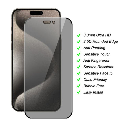 For iPhone 15 Pro JUNSUNMAY 25pcs Silk Print Full Coverage Privacy Tempered Glass Film - iPhone 15 Pro Tempered Glass by JUNSUNMAY | Online Shopping UK | buy2fix