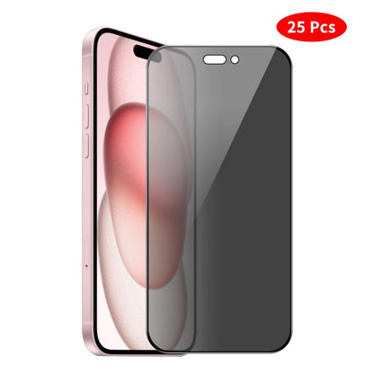 For iPhone 15 Plus JUNSUNMAY 25pcs Silk Print Full Coverage Privacy Tempered Glass Film - iPhone 15 Plus Tempered Glass by JUNSUNMAY | Online Shopping UK | buy2fix
