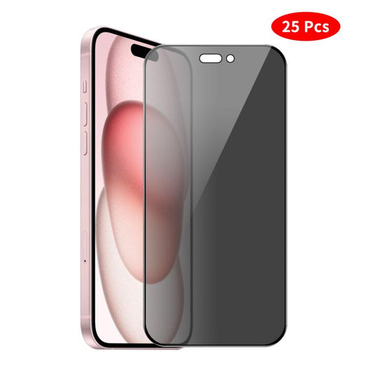 For iPhone 15 JUNSUNMAY 25pcs Silk Print Full Coverage Privacy Tempered Glass Film - iPhone 15 Tempered Glass by JUNSUNMAY | Online Shopping UK | buy2fix
