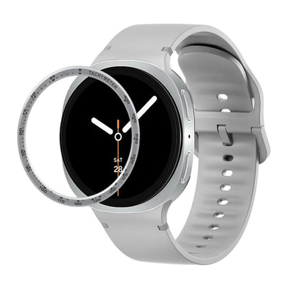 For Samsung Galaxy Watch8 44mm Speed Bezel and Solid Color Stitched Silicone Watch Band(Gray Silver) - Watch Bands by buy2fix | Online Shopping UK | buy2fix