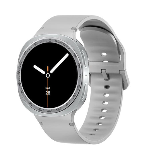 For Samsung Galaxy Watch8 44mm Speed Bezel and Solid Color Stitched Silicone Watch Band(Gray Silver) - Watch Bands by buy2fix | Online Shopping UK | buy2fix