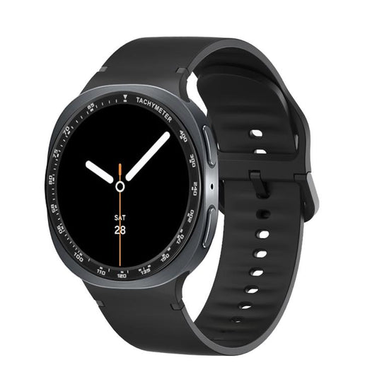 For Samsung Galaxy Watch8 44mm Speed Bezel and Solid Color Stitched Silicone Watch Band(Black Black) - Watch Bands by buy2fix | Online Shopping UK | buy2fix